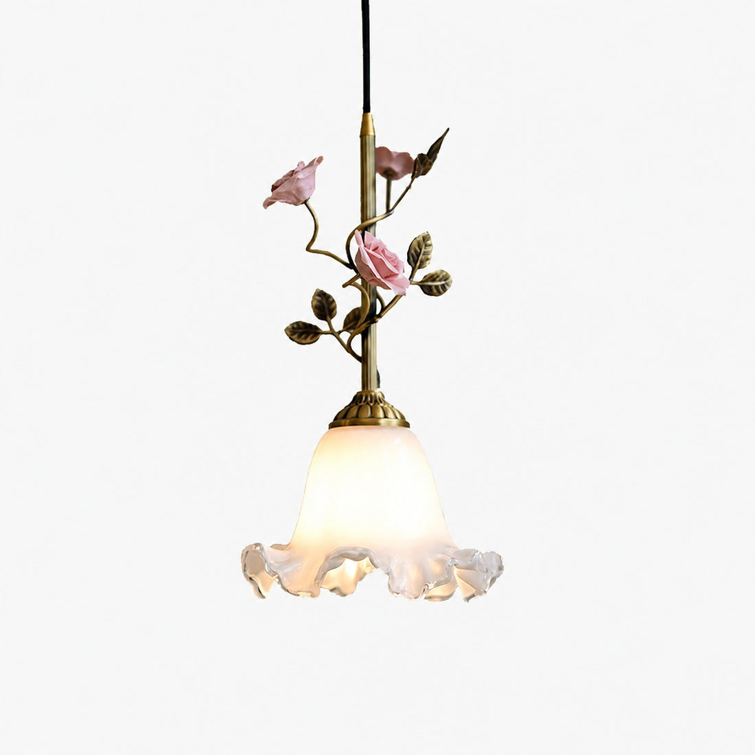 Lalique Rose Glass Pendant Lamp