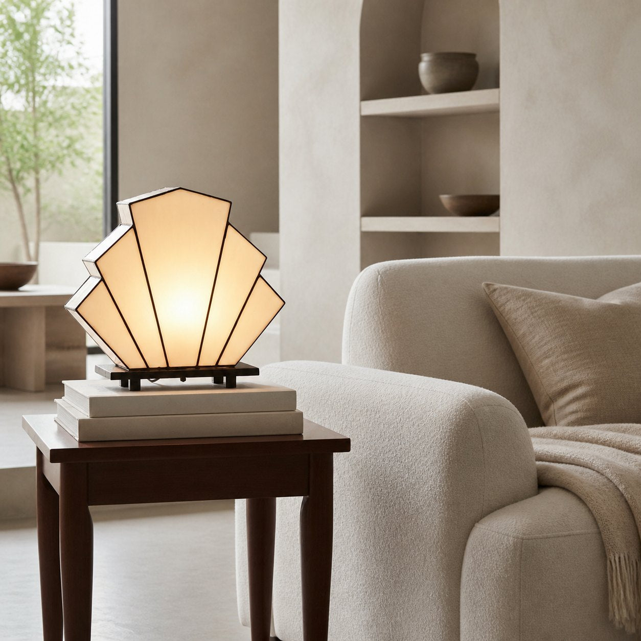 Kelsar Classic Stained Glass Table Lamp – Hand Cut Stained Glass Art Deco Table Lamp for Living Room or Bedroom