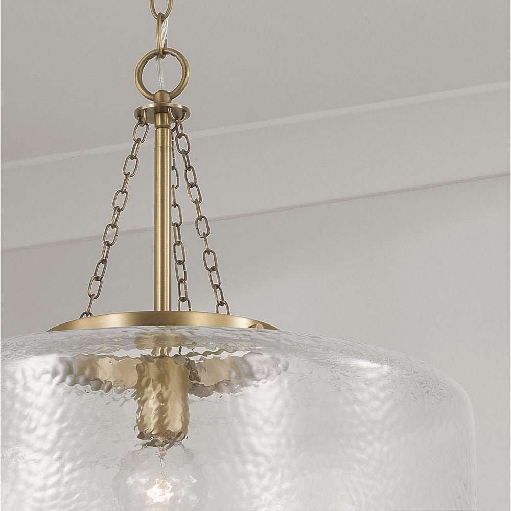 Modern Farmhouse Glass Cloche Pendant Light - Hammered Glass Pendant Light