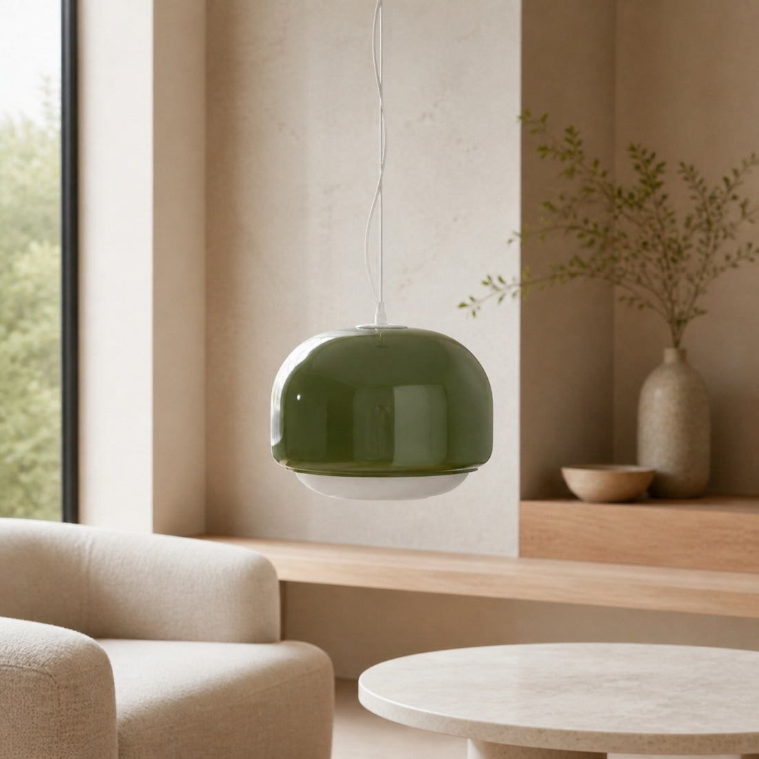 Clinco Modern Mushroom Pendant Light - Colored Glass Hanging Light