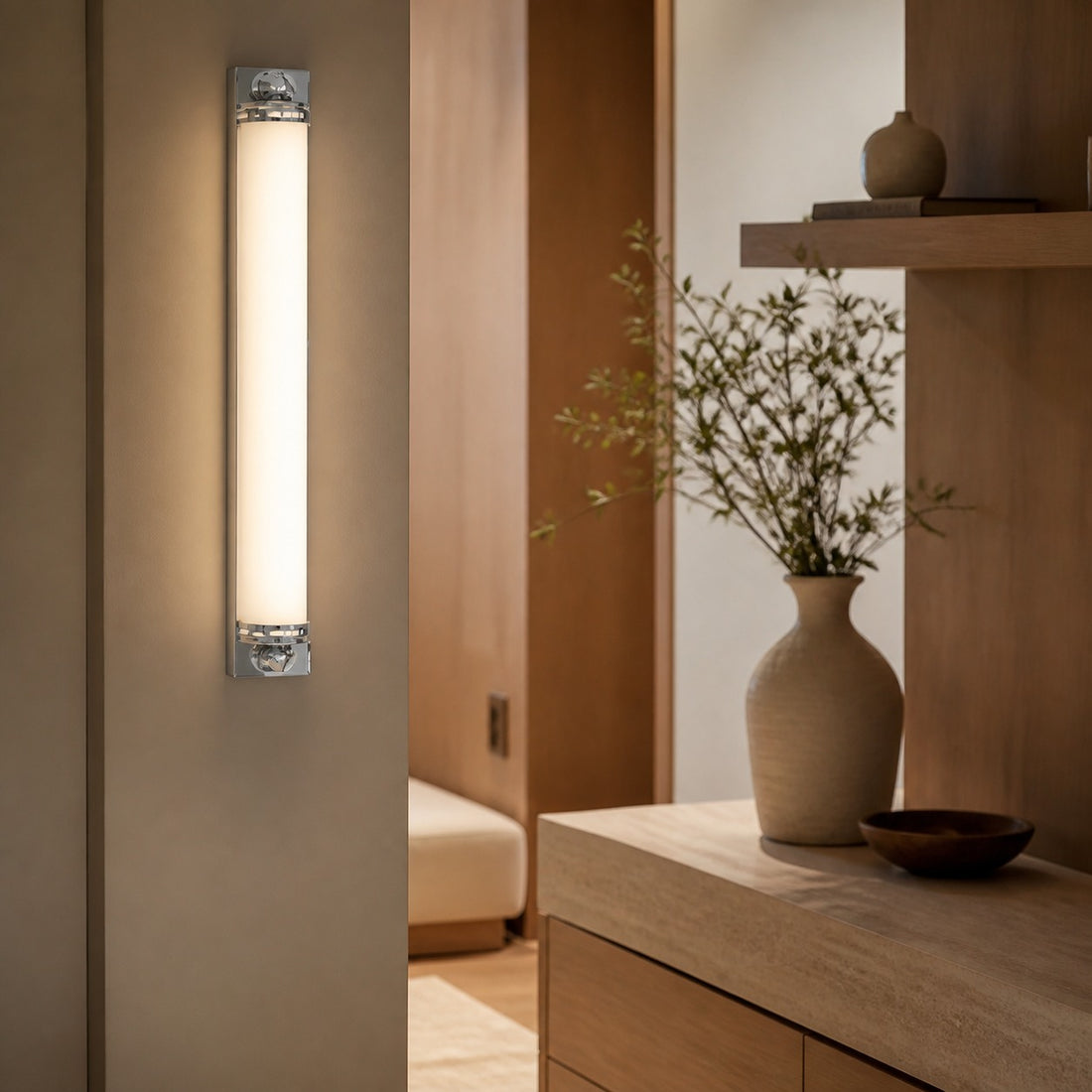Kalvora Extra Long Tube Wall Sconce - Chrome Modern Light Fixture
