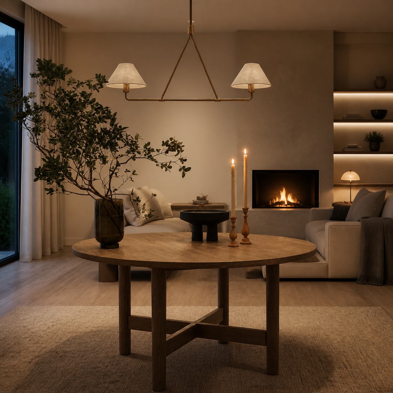 Diora Pendant Light -  Modern Metal Fixture with Linen Shades