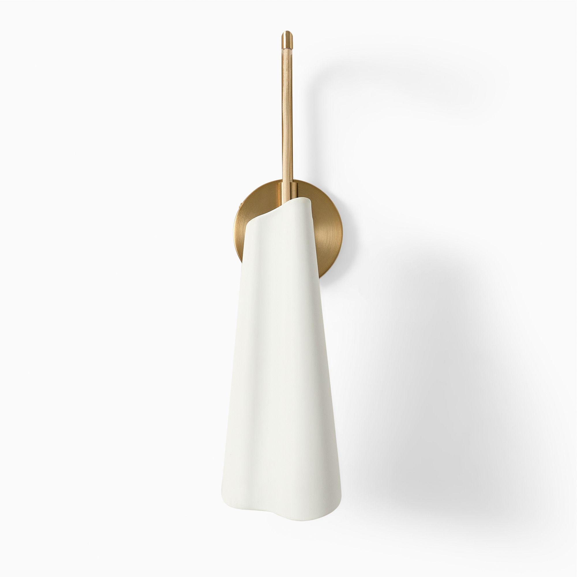 Orovia Sleek Wall Sconce – Ceramic Glass & Metal Champagne Brass