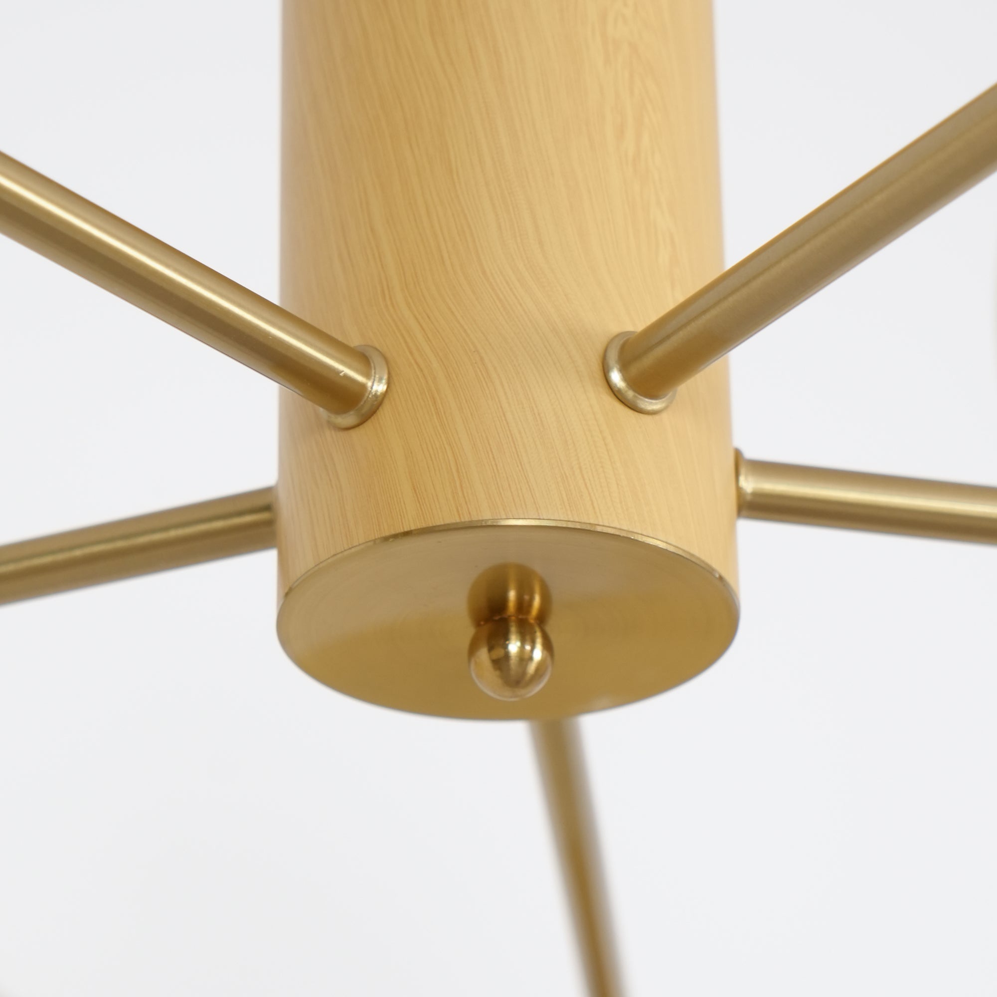 Bowl Shaped Multi - Head Chandelier With Wooden Decoration