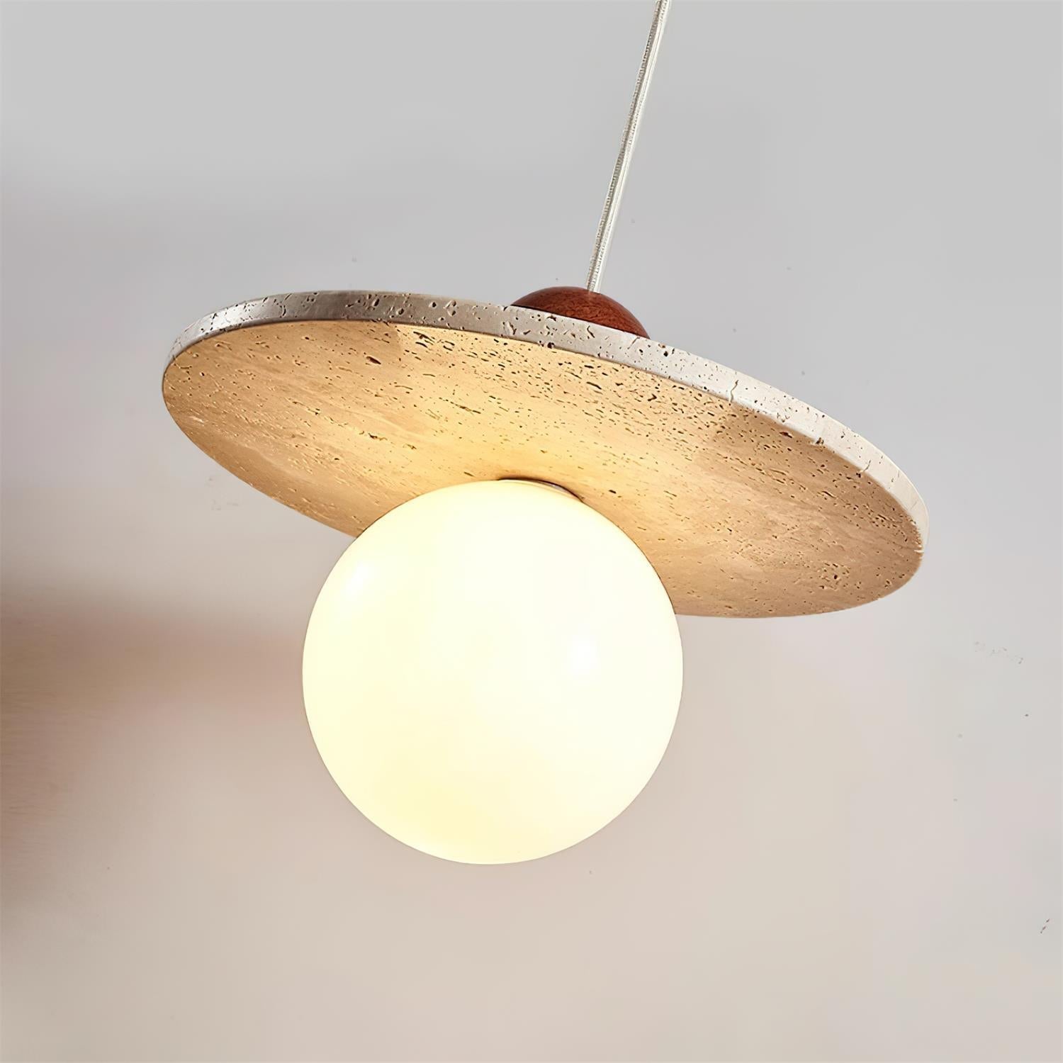 Retro Decor Cave Stone Disc Pendant Light