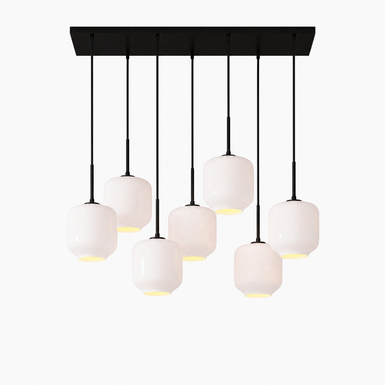 Lumivelle Sculptural 7-Light Chandelier – Adjustable Height Modern Glass Pendant