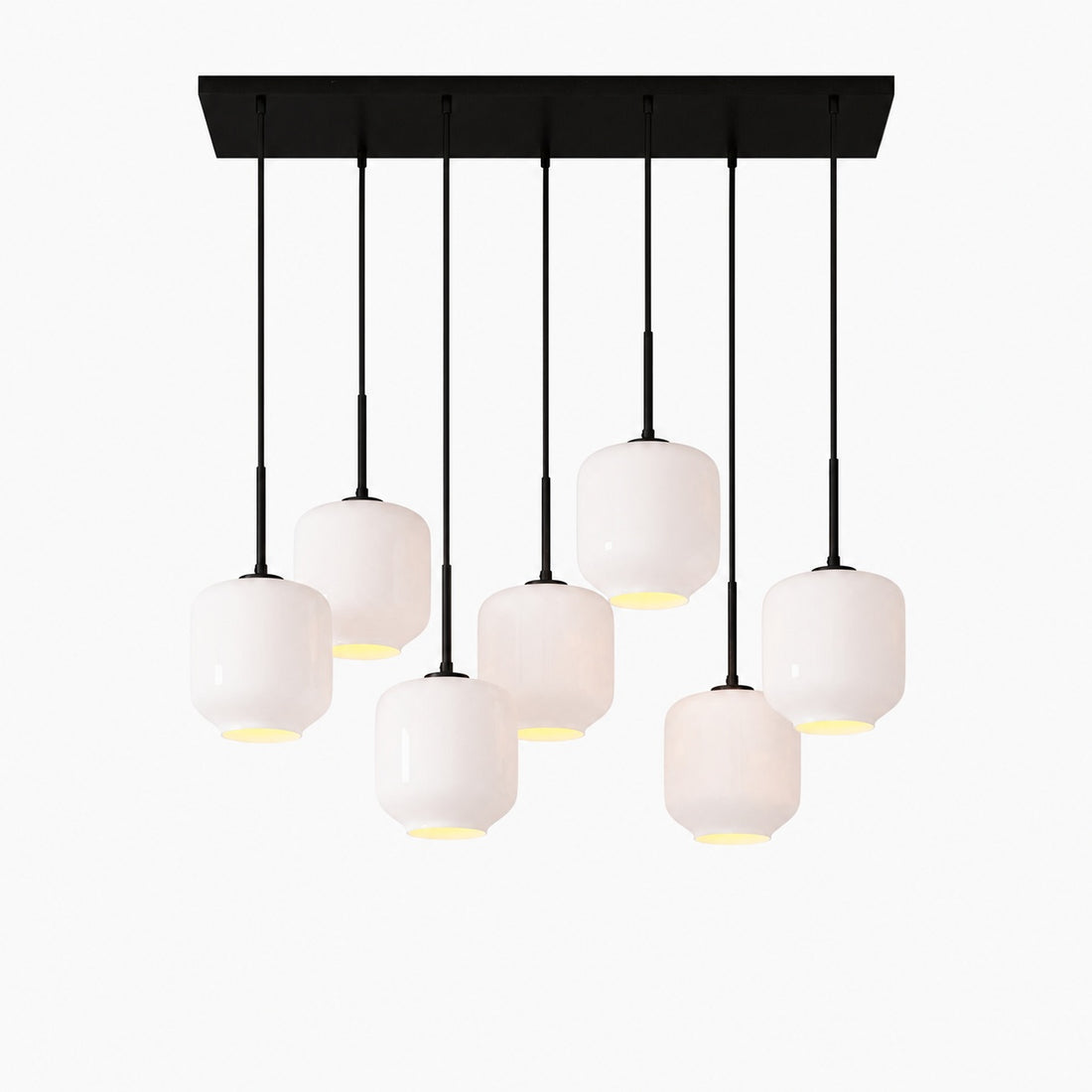 Lumivelle Sculptural 7-Light Chandelier – Adjustable Height Modern Glass Pendant