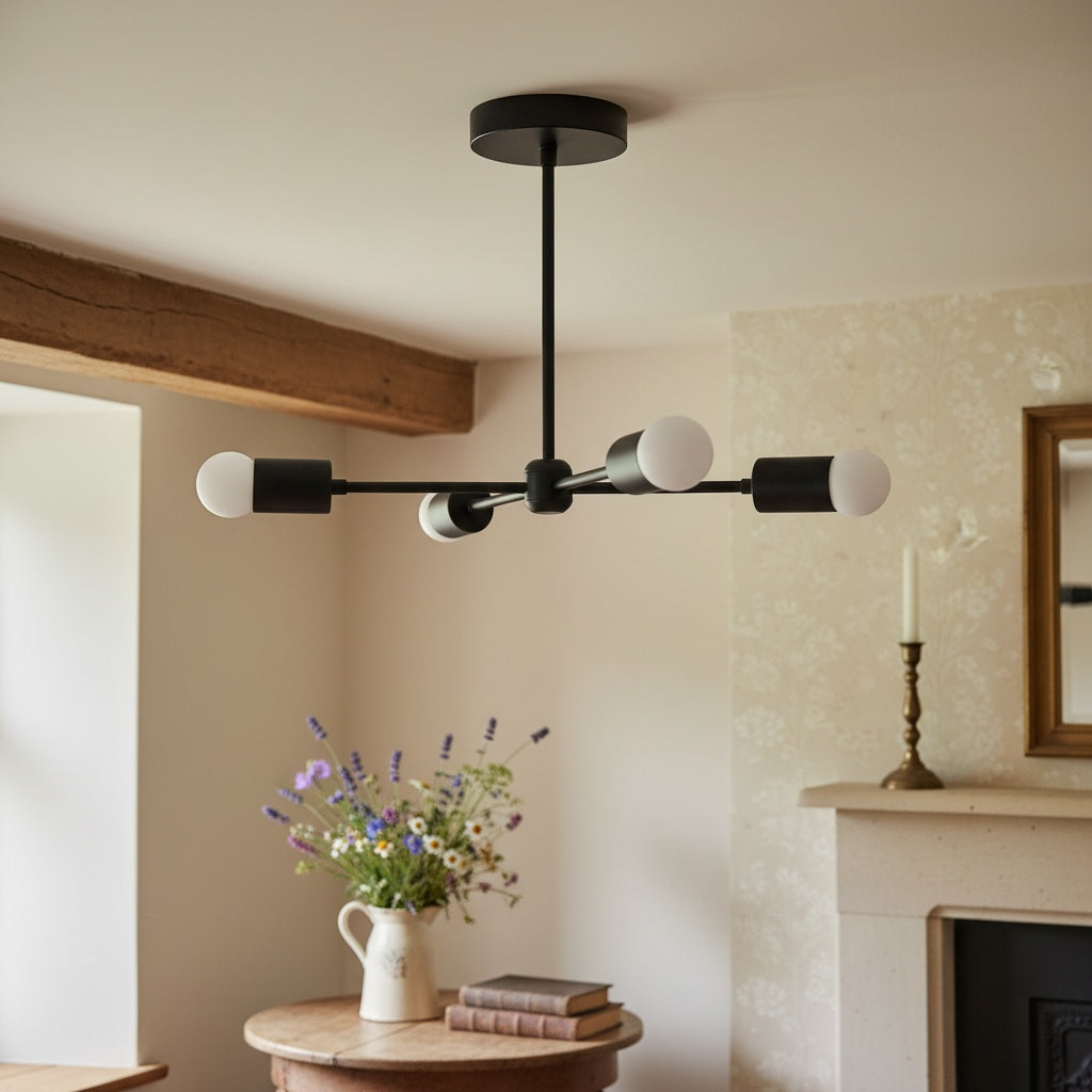 Lumen Radial-Arm Geometric Lamp – Modern Ceiling Lighting for Foyer or Office