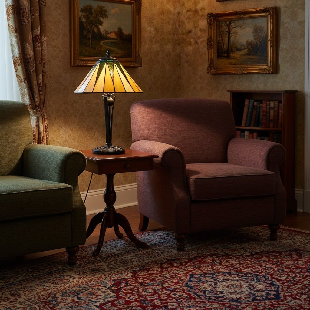 TF Dark Star Tiffany Style Geometric Shade Table Lamp for Bedroom and Accent Lighting