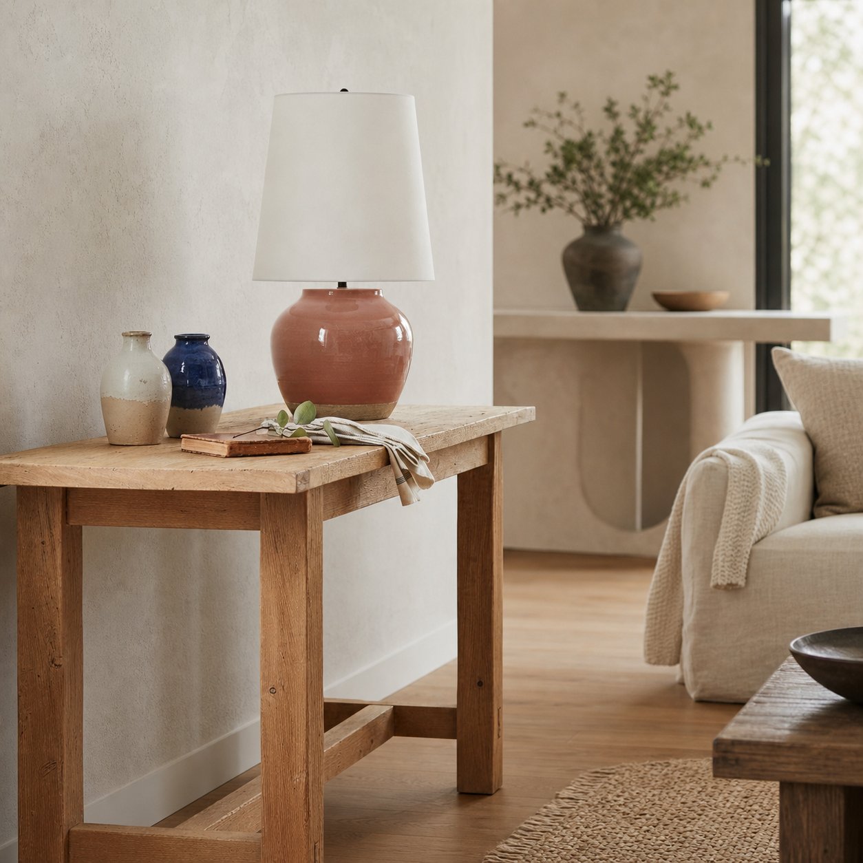 Ceruna Modern Ceramic Bedside Lamp with Linen Fabric Shade – Elegant Lighting for Bedroom and Living Room