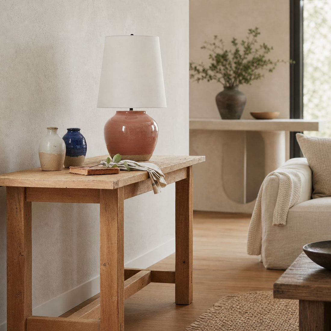Ceruna Modern Ceramic Bedside Lamp with Linen Fabric Shade – Elegant Lighting for Bedroom and Living Room