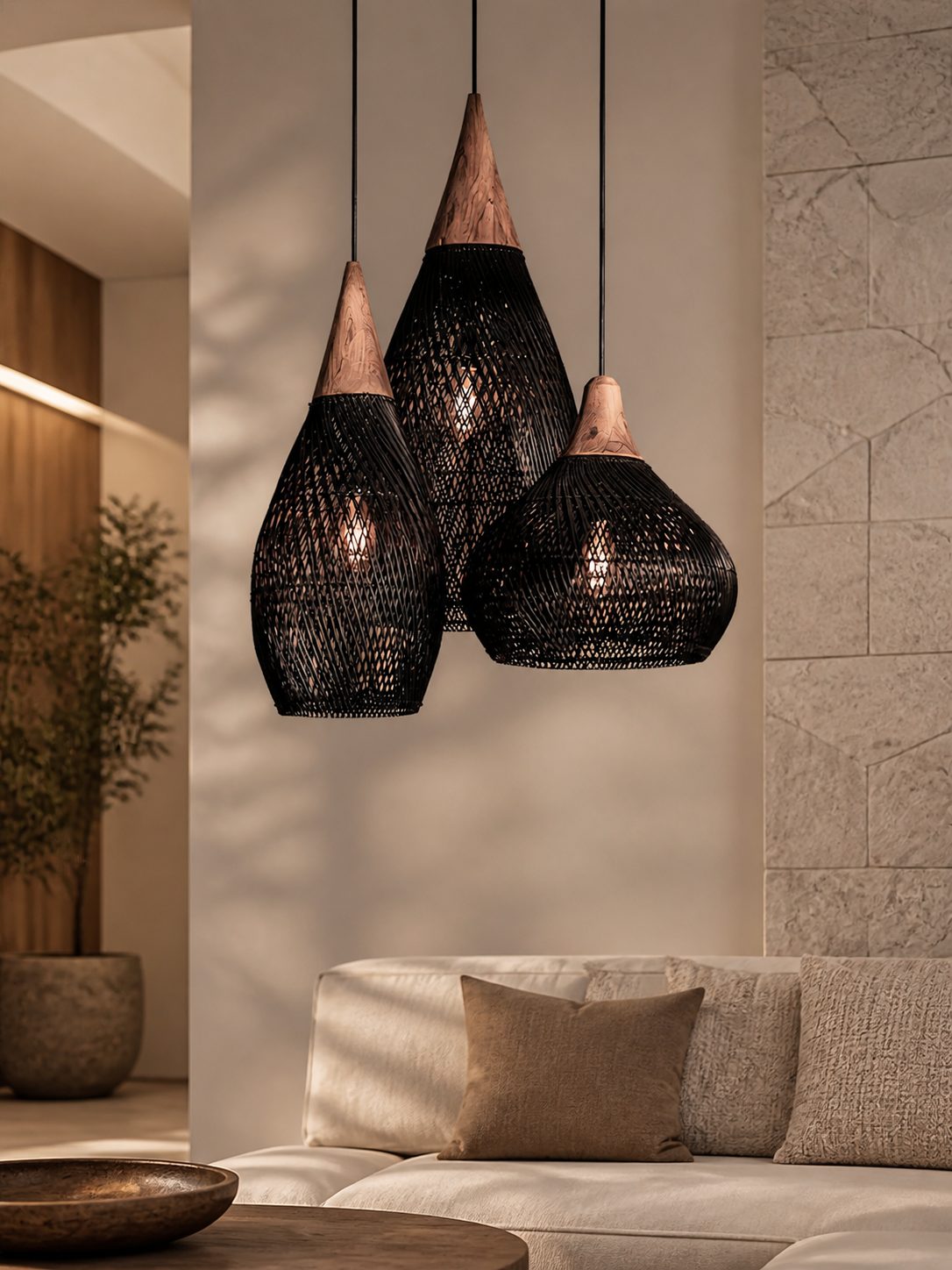 Harp Braided Rattan Pendant Lamp