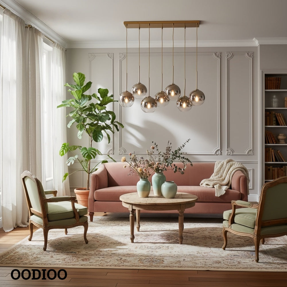 Selvion Contemporary 7-Light Globe Chandelier – Ambient Lighting for Hotel Lobbies or Homes