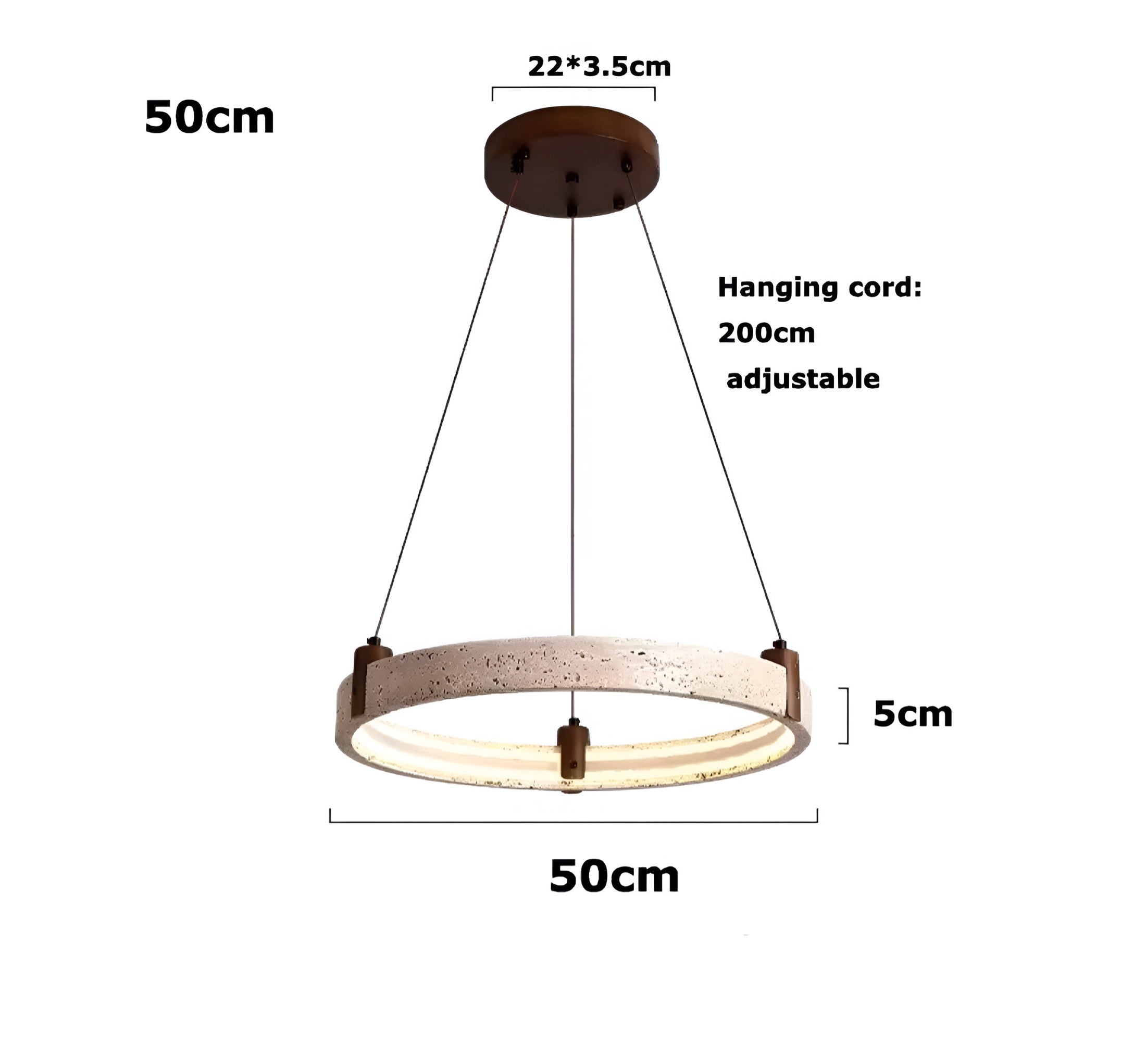 Simple Circular Travertine Pendant Lamp