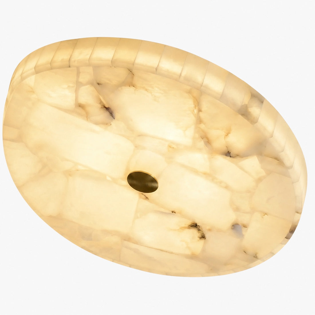 AlbaSphere Modern Round Ultra Thin Ceiling Lamp - Alabaster Contemporary Home Lighting