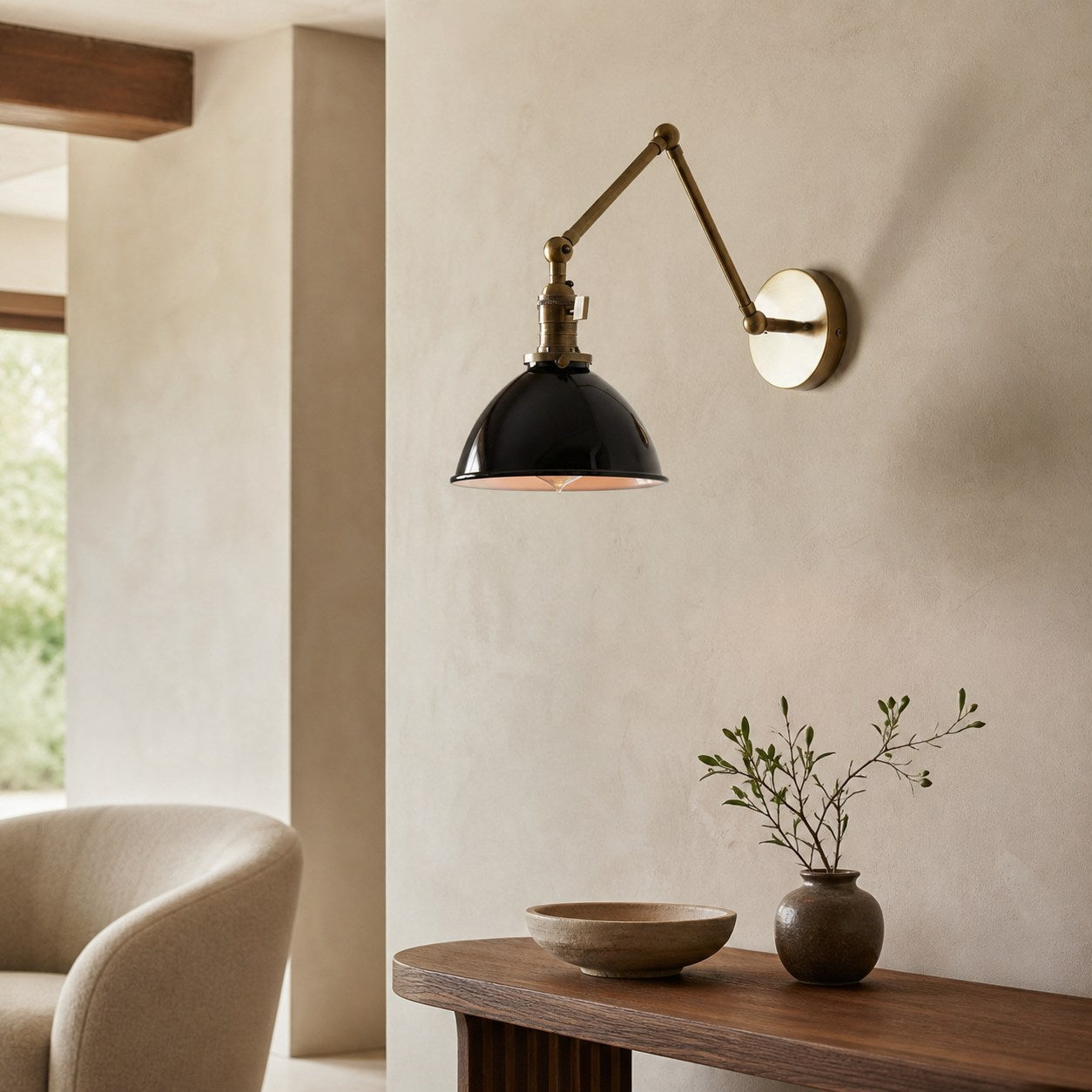 Conique Metal Vintage Industrial Swing Arm Wall Lamp - Adjustable Dome Shade for Study