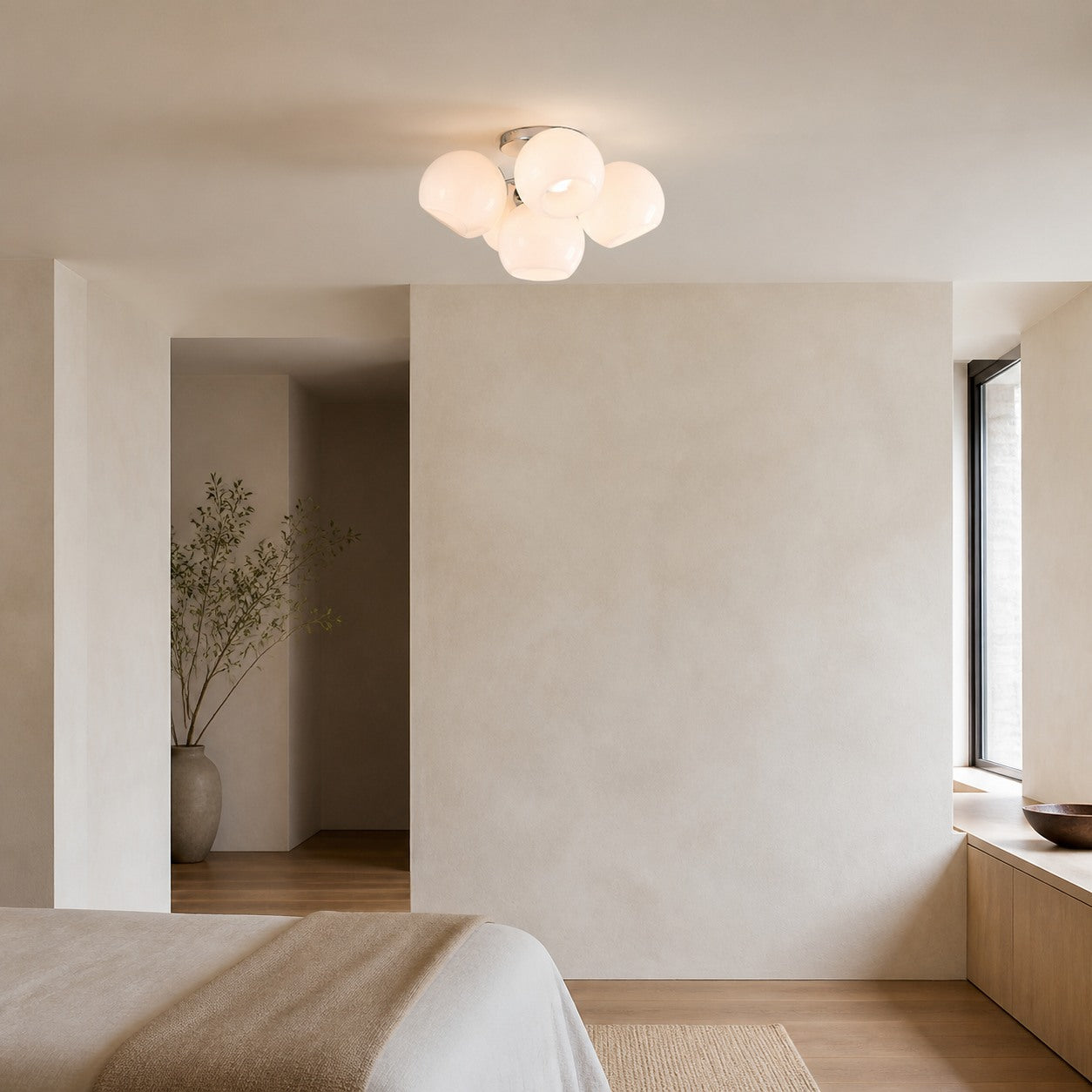 Brina Glass 5-Light Flush Mount - Minimalist Glass Ceiling Fixture
