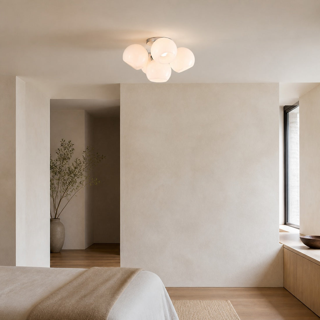 Brina Glass 5-Light Flush Mount - Minimalist Glass Ceiling Fixture