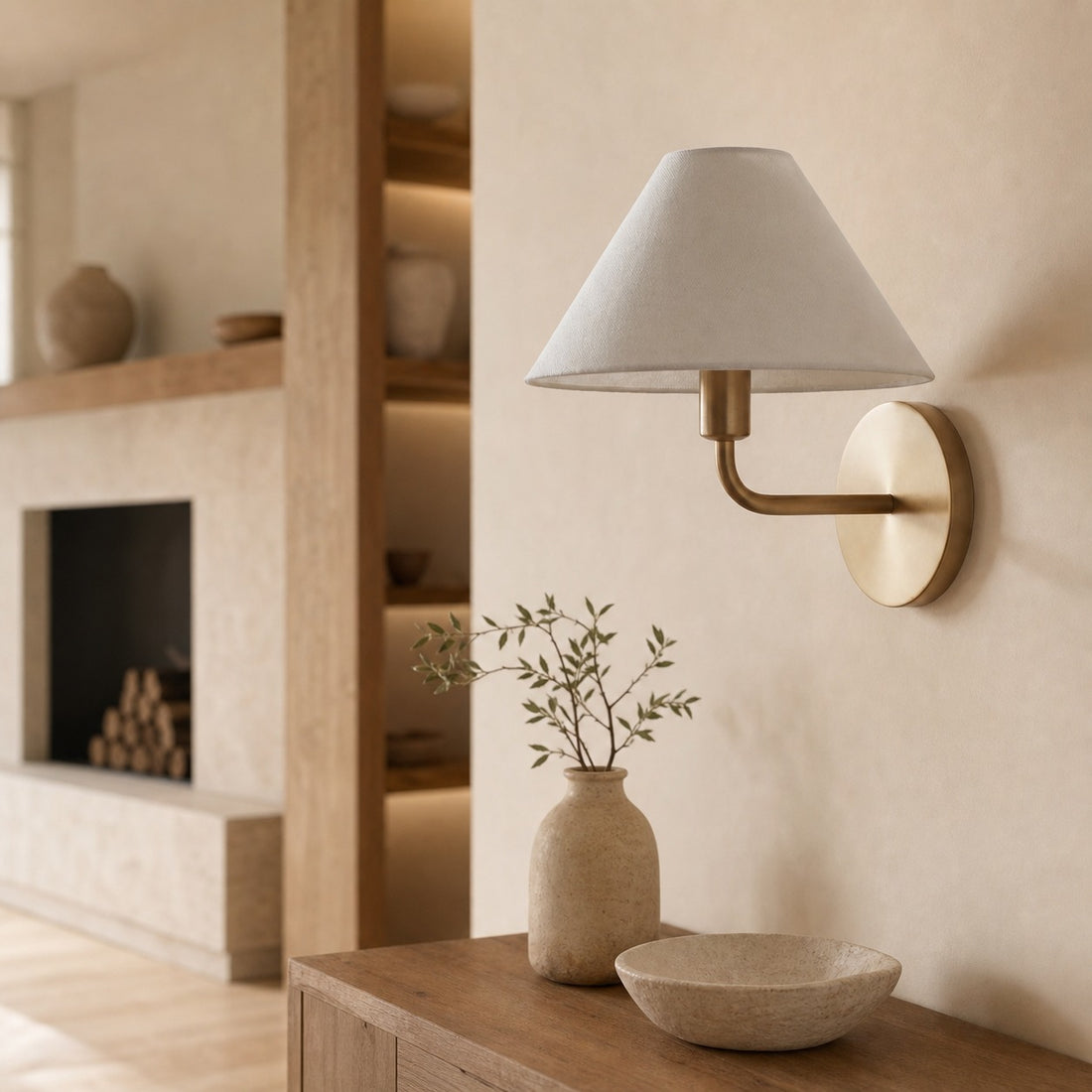 Diora Wall Sconce Light - Modern Brass Fixture with Elegant Shade