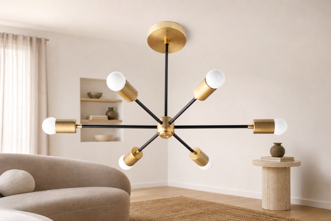 Mobilux Line Mid Century Modern Chandelier - 6 Heads Hanging Ceiling Light