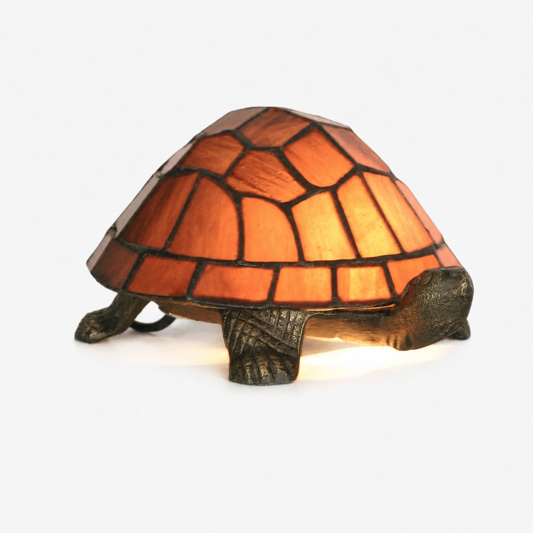 TiffStar Tortoise Pattern Stained Glass Table Lamp - Tiffany Style Decorative Light for Indoor Accent Lighting