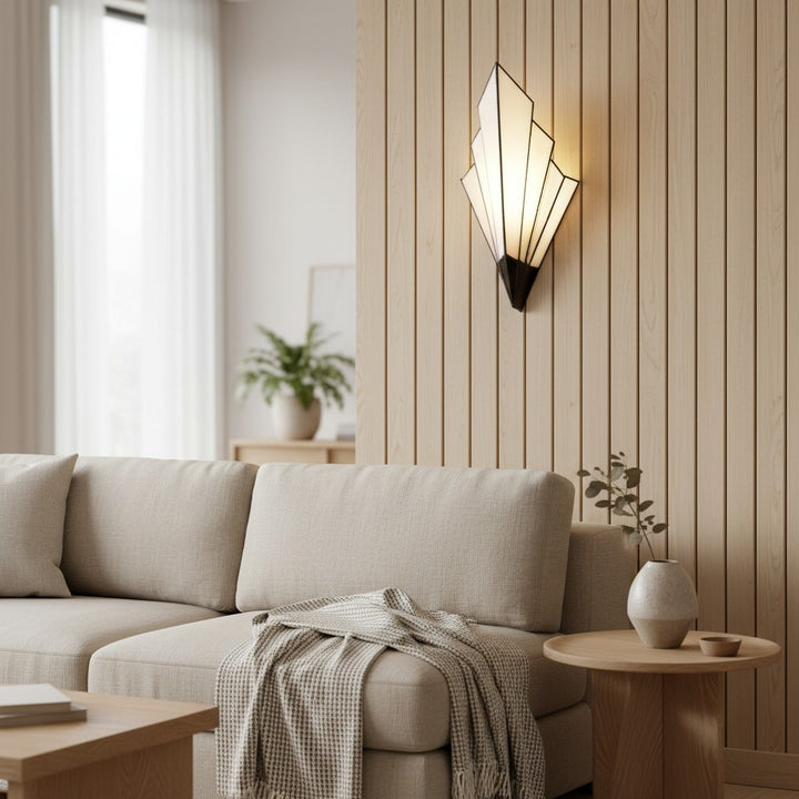 Kelsar Wall Light Featuring Hand-Cut Glass and Elegant Art Deco Design for Indoor Accent Lighting