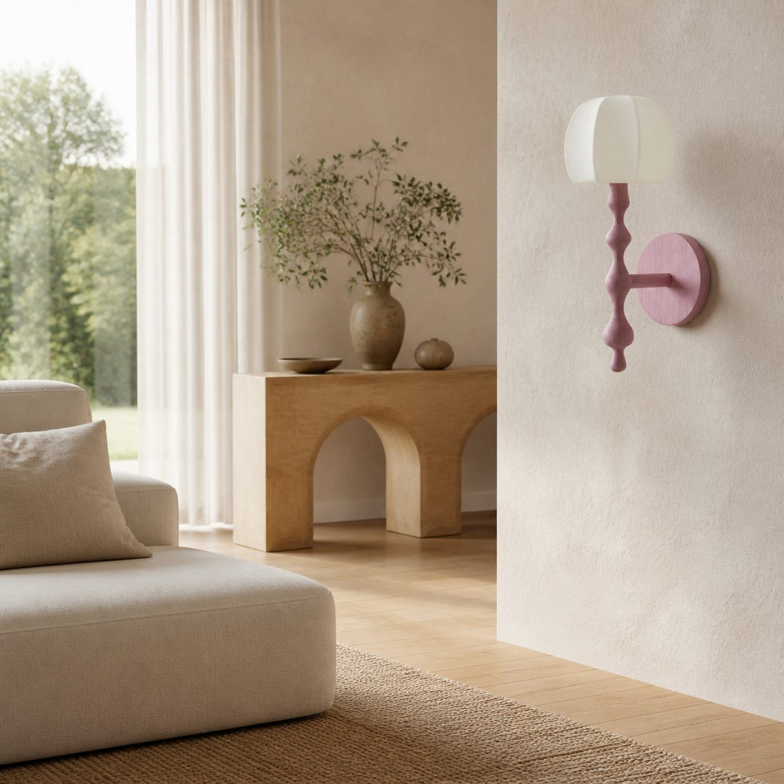 Savara Modern Curved Base Wall Light – Soft Diffused Fabric Shade for Hallways and Living Rooms