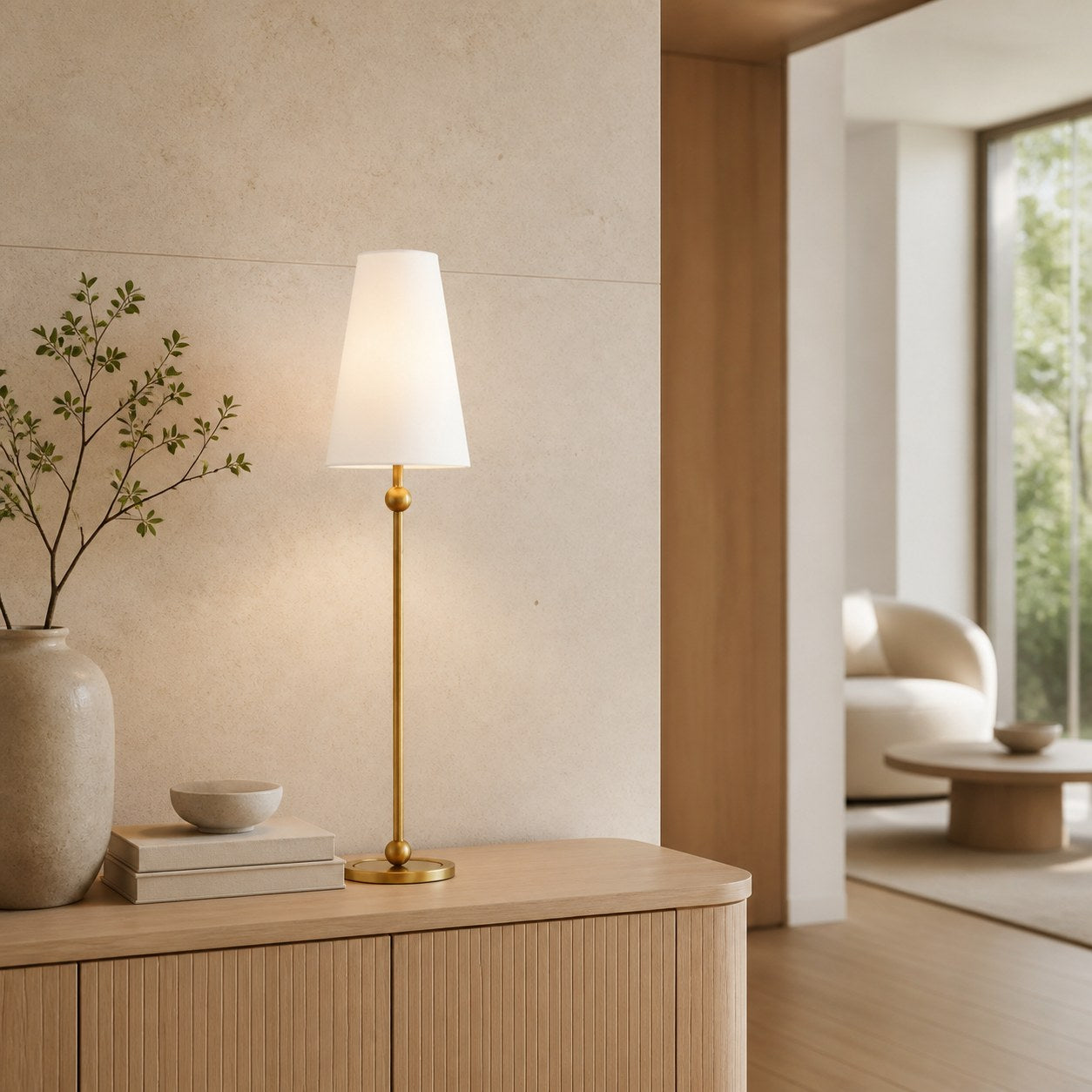 Serena Iron Table Lamp – Clean Lines and a Soft Linen Shade for Home Office or Bedside