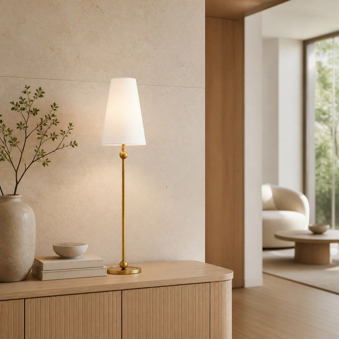 Serena Iron Table Lamp – Clean Lines and a Soft Linen Shade for Home Office or Bedside