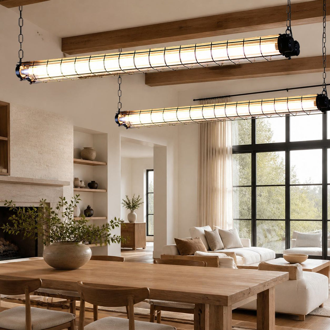 Modern Acrylic Linear LED Chandelier in Black or Silver