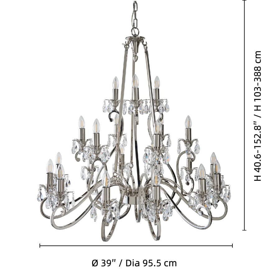 Talonis Crystal Chandelier - Traditional Candle-Style Brass and Nickel for Living Room and Dining Room