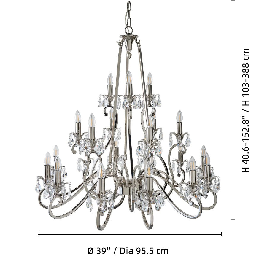 Talonis Crystal Chandelier - Traditional Candle-Style Brass and Nickel for Living Room and Dining Room