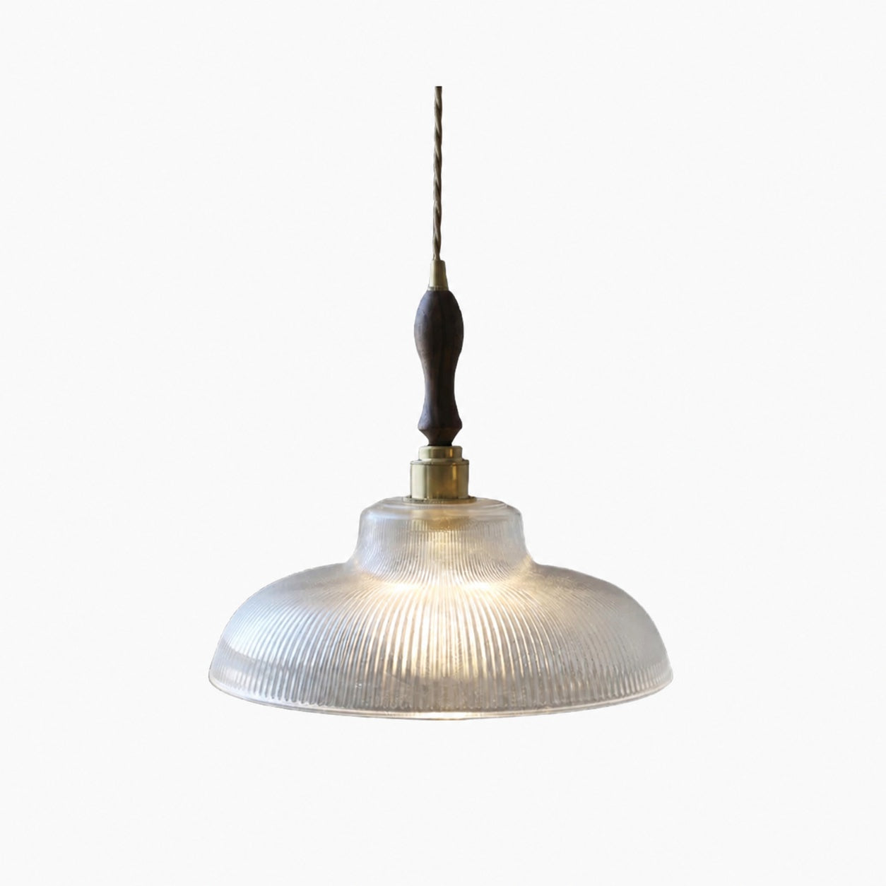 Ribilux Ribbed Pendant Light - Vintage Glass and Metal for Kitchen and Dining Room