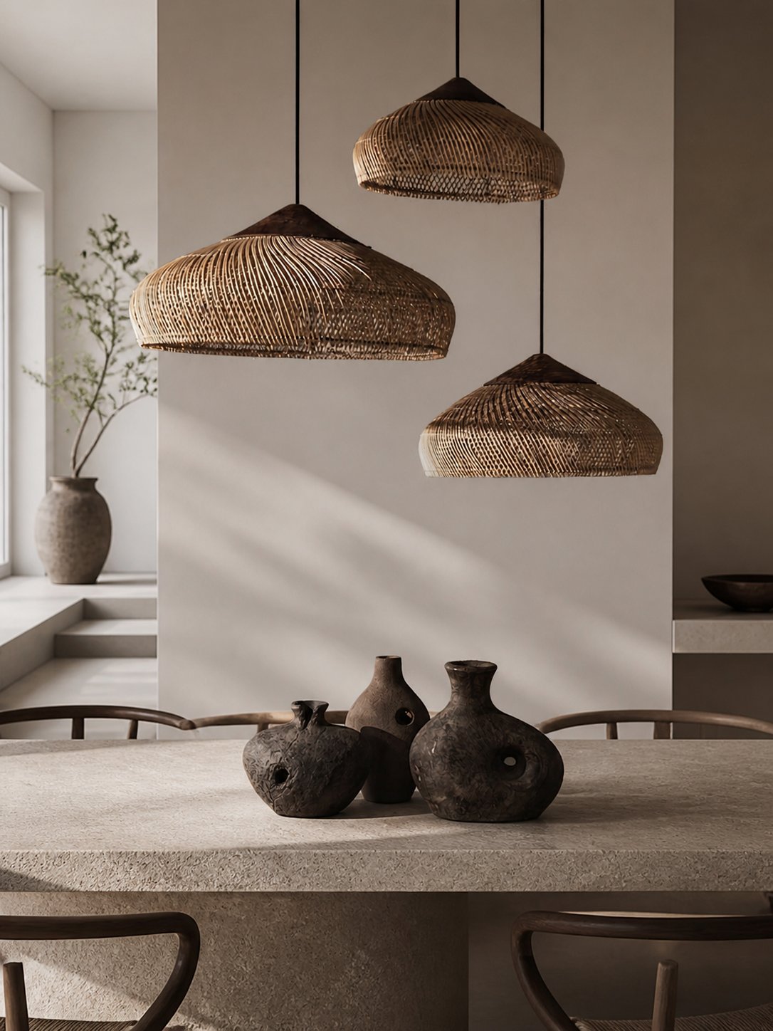 Harp Braided Rattan Pendant Lamp