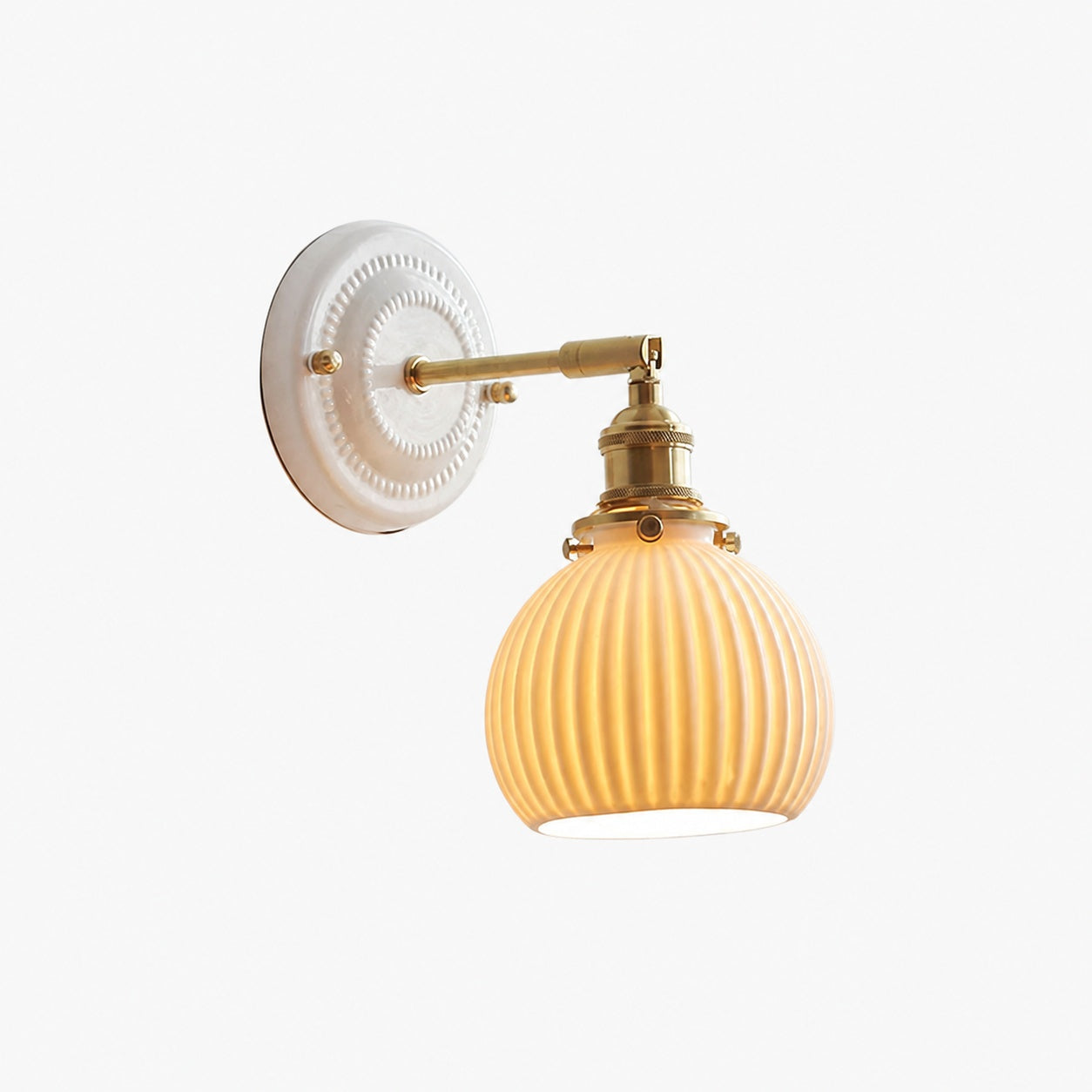Vintage Japanese Ceramic Brass 1-Light Wall Sconce Lamp