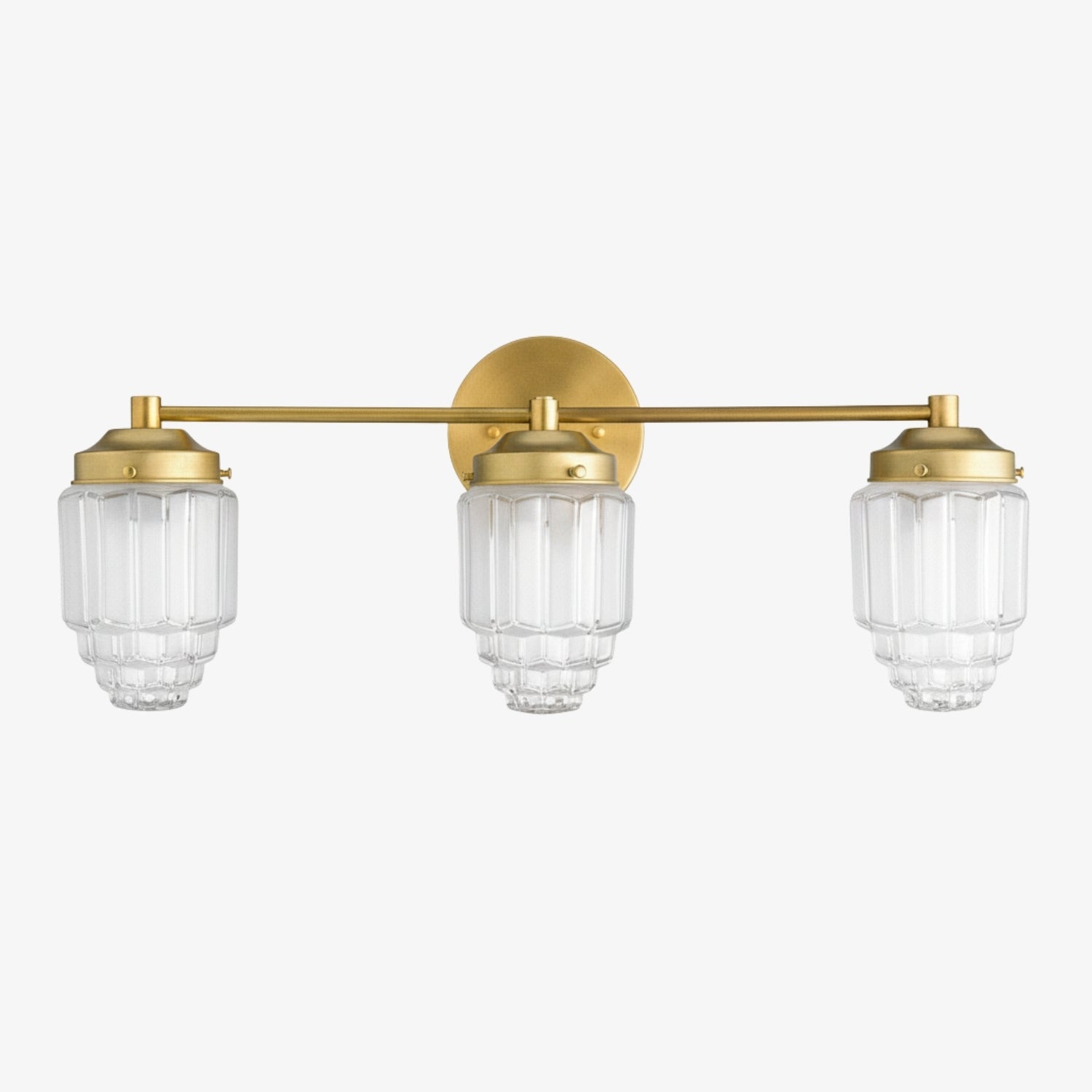Tierlux Glass Vanity Light - Art Deco Bathroom Fixture with Skyscraper Shades
