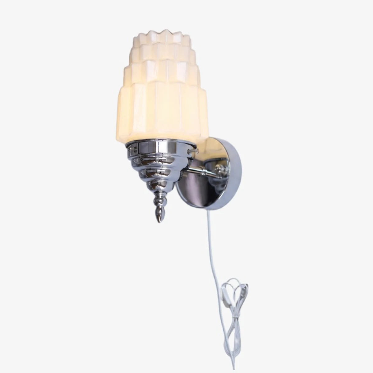 Chrome plug-in Art Deco wall sconce