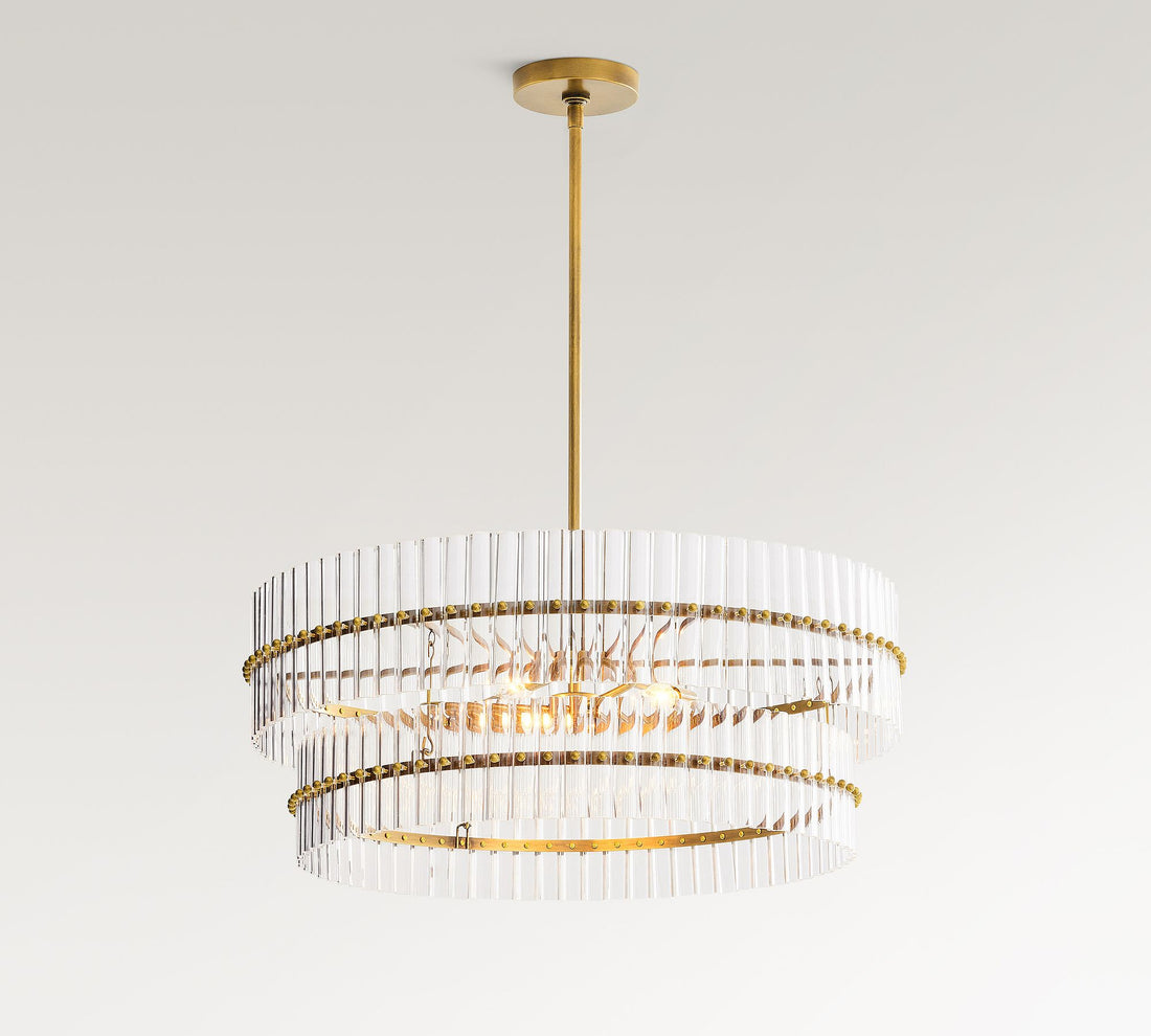 Lumora Crystal Pendant Light – Elegant Tumbled Brass & Cut Glass