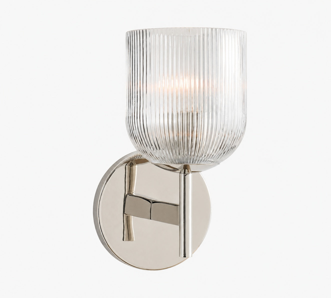 Bravira Ribbed Glass Sconce - Metal Wall Light with Clear Glass Shade