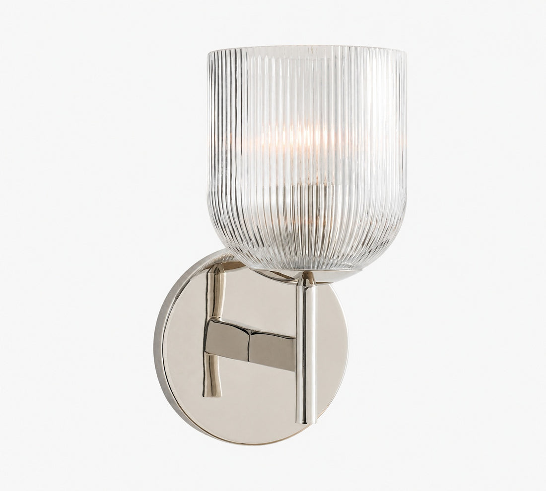 Bravira Ribbed Glass Sconce - Metal Wall Light with Clear Glass Shade