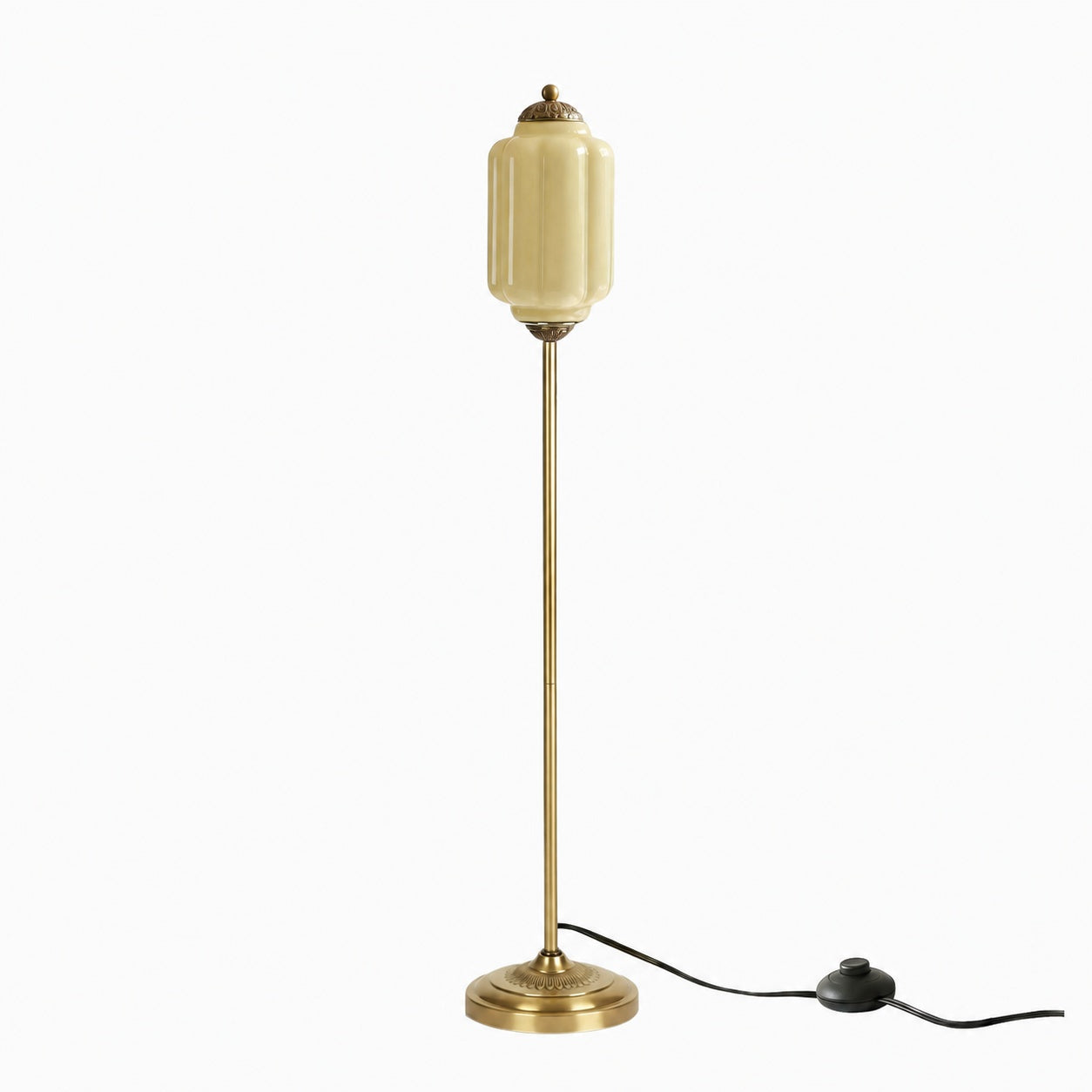 Eloise Textured Glass Pumpkin-Inspired Floor Lamp - Organic Artistry and Retro Style for Living Rooms