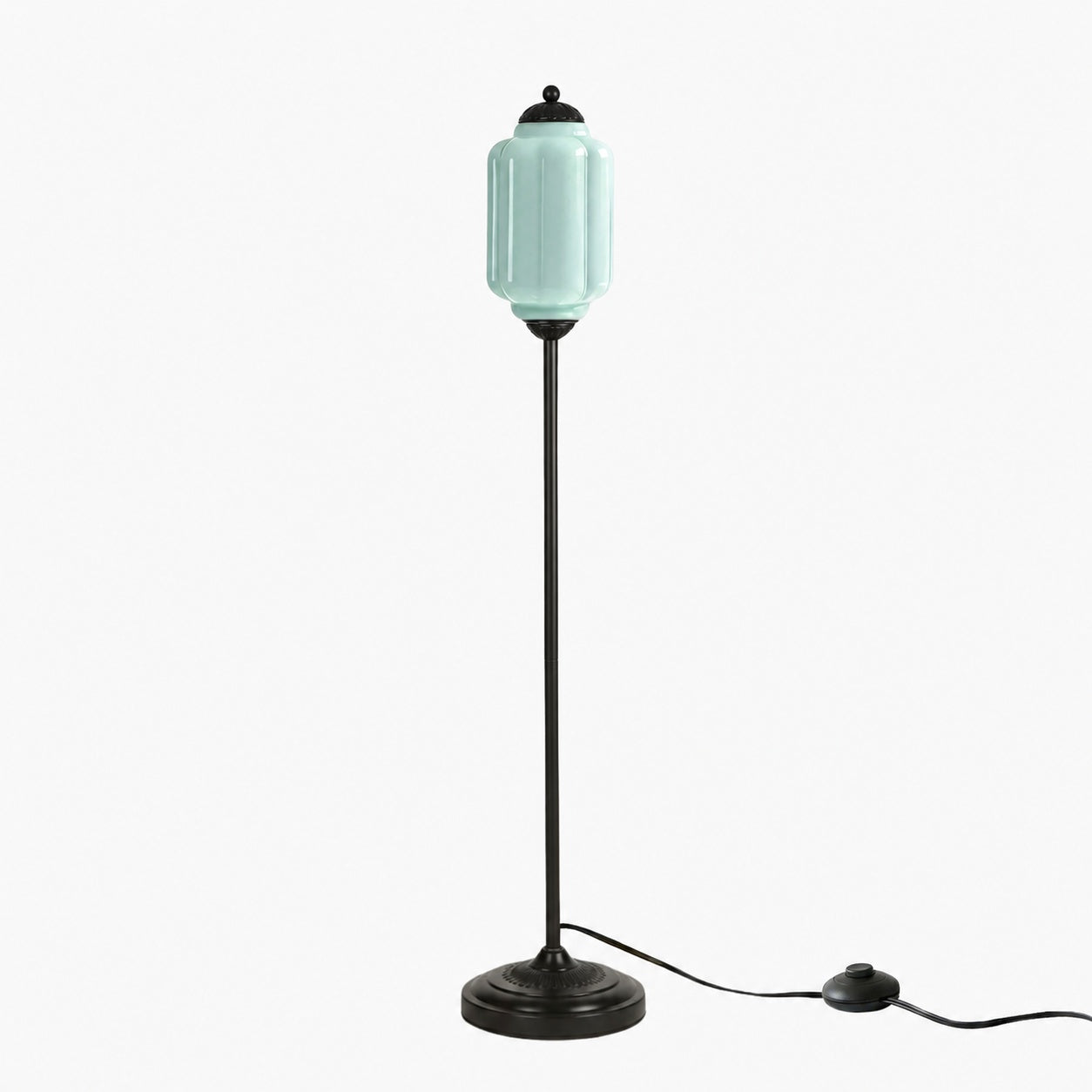 Eloise Textured Glass Pumpkin-Inspired Floor Lamp - Organic Artistry and Retro Style for Living Rooms
