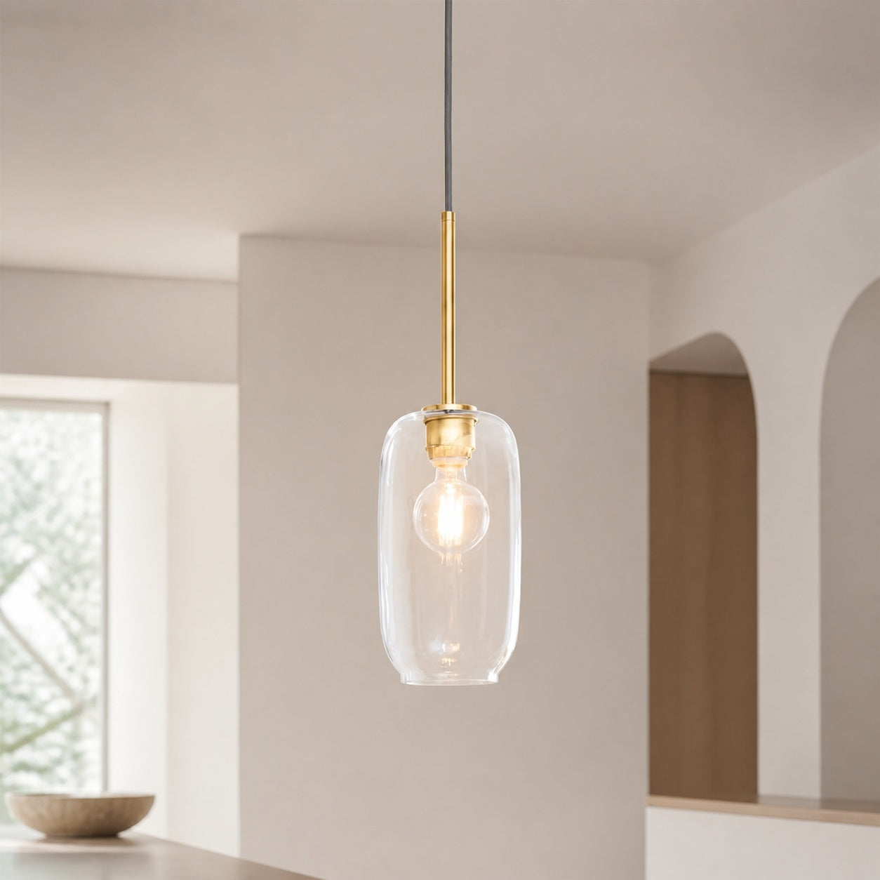 Lumivelle Pebble Pendant Light - Adjustable Glass Shade - Modern Lighting