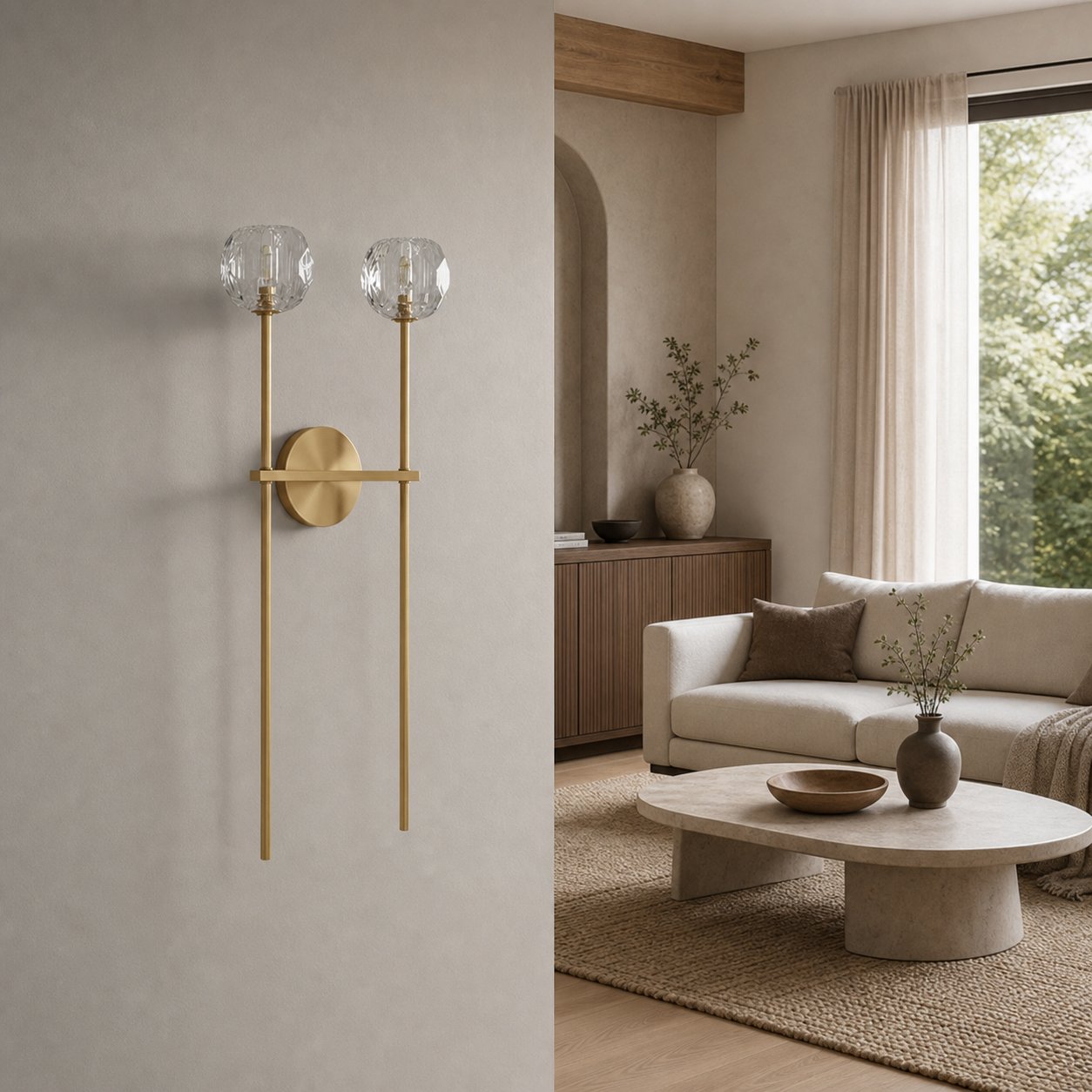 Luxury Crystal Wall Sconce - Brass Frame Modern Wall Light