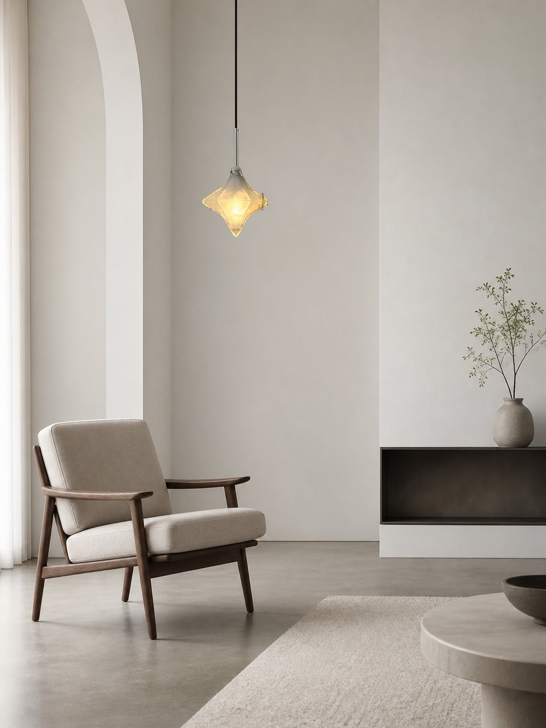 Art Deco Astris Elara Star Pendant Light – Frosted Glass Pendant with Geometric Style