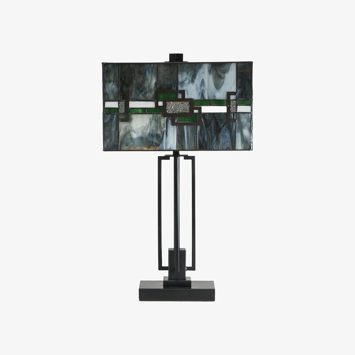 Culletto Stained-Glass Rectangular Table Lamp – Artisan Look for Bedrooms and Hallways