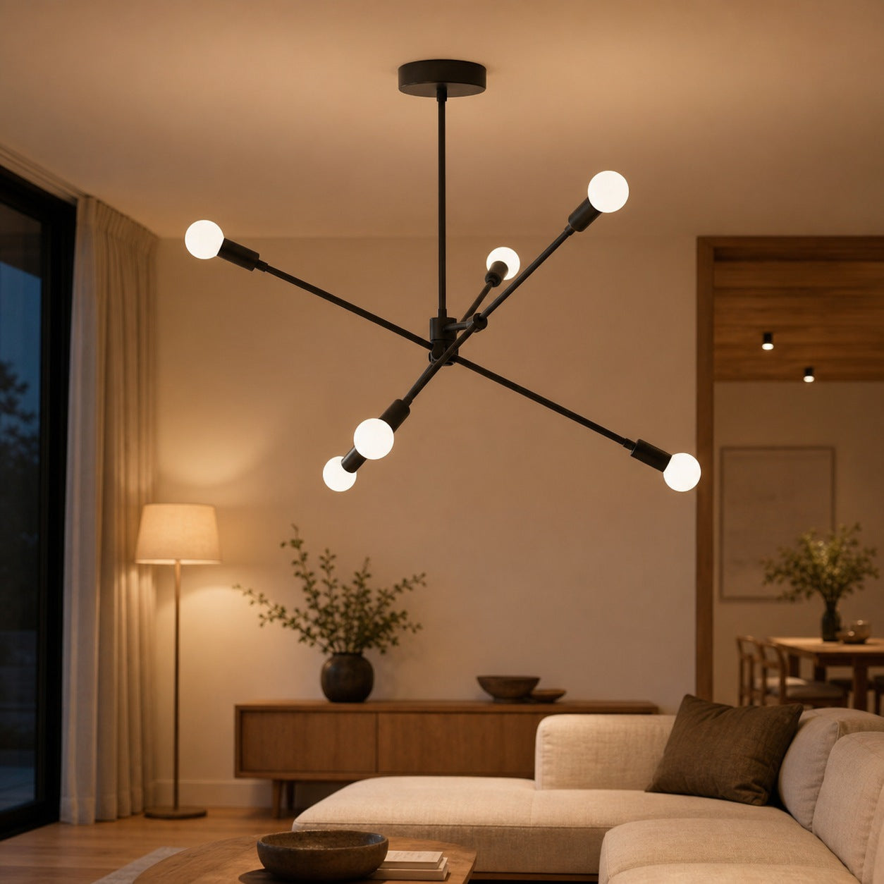 Mobilux Line Modern Mobile Chandelier - Minimalist Ceiling Light for Dining Room
