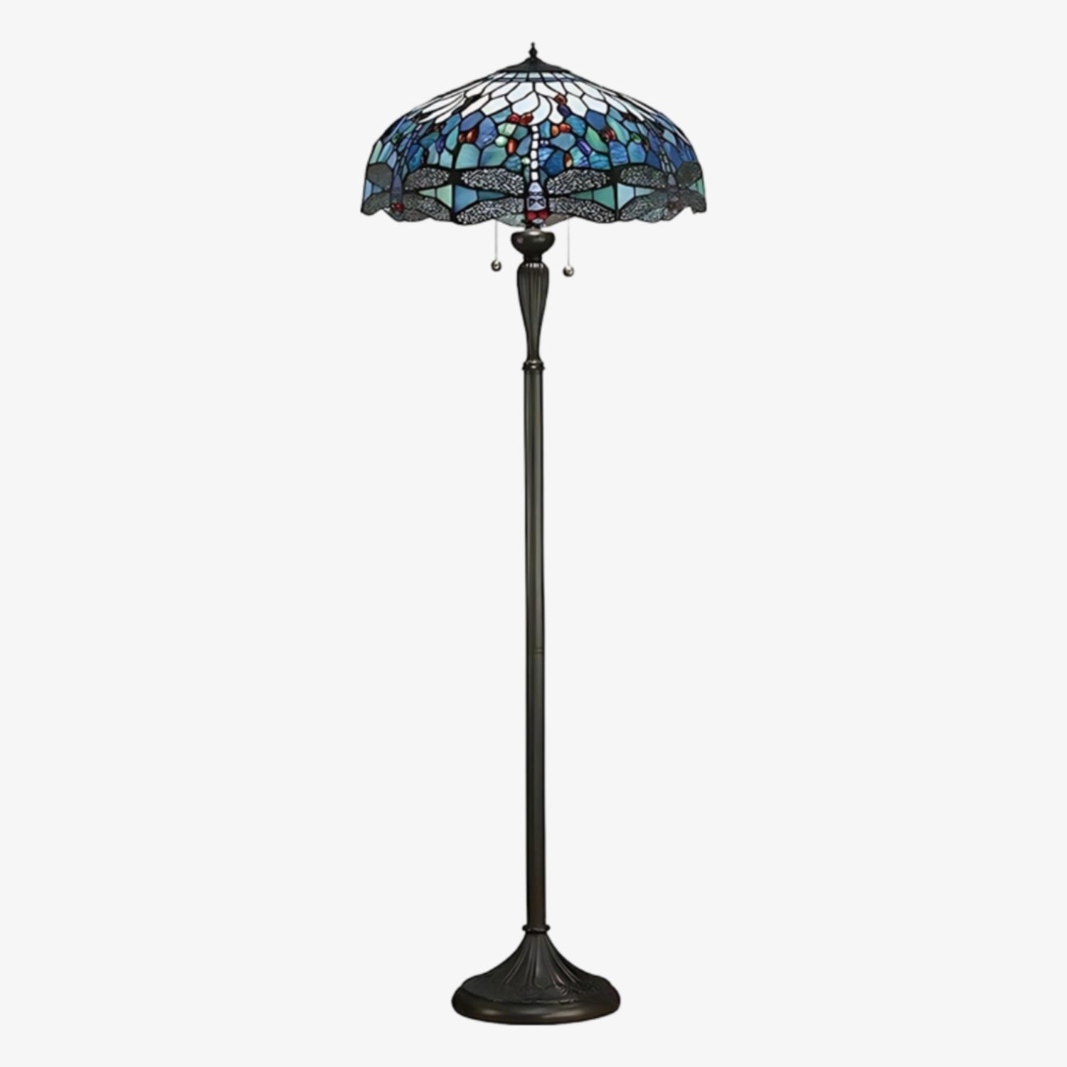 TiffStar Art Glass Floor Lamp with Ornamental Pattern Shade – Standing Light for Living Rooms