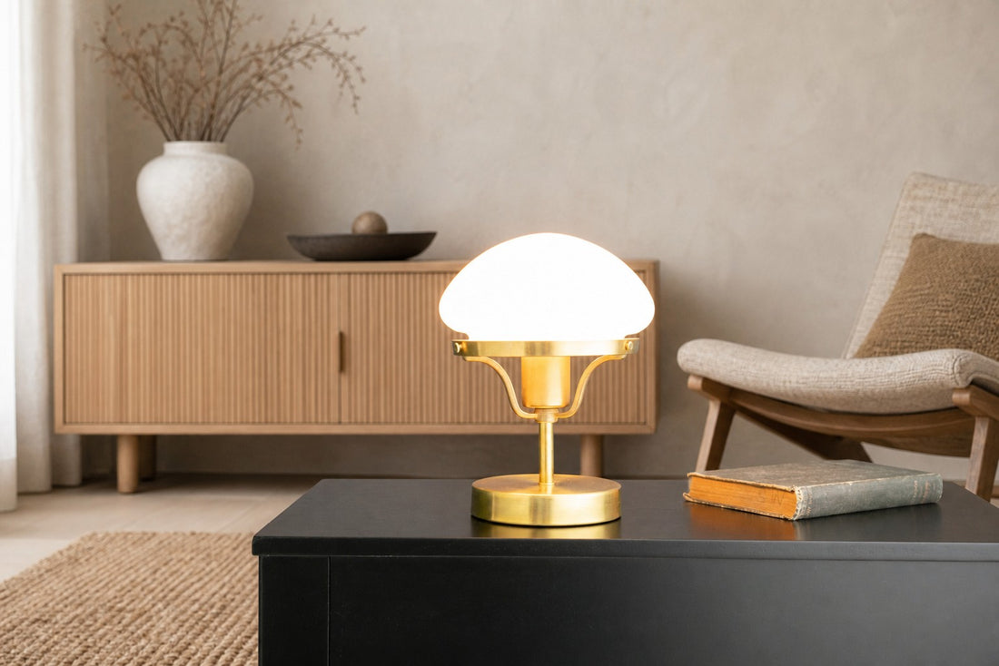 Ornato Luxe Modern Brass or Black Table Lamp - Elegant Desktop Lighting Fixture