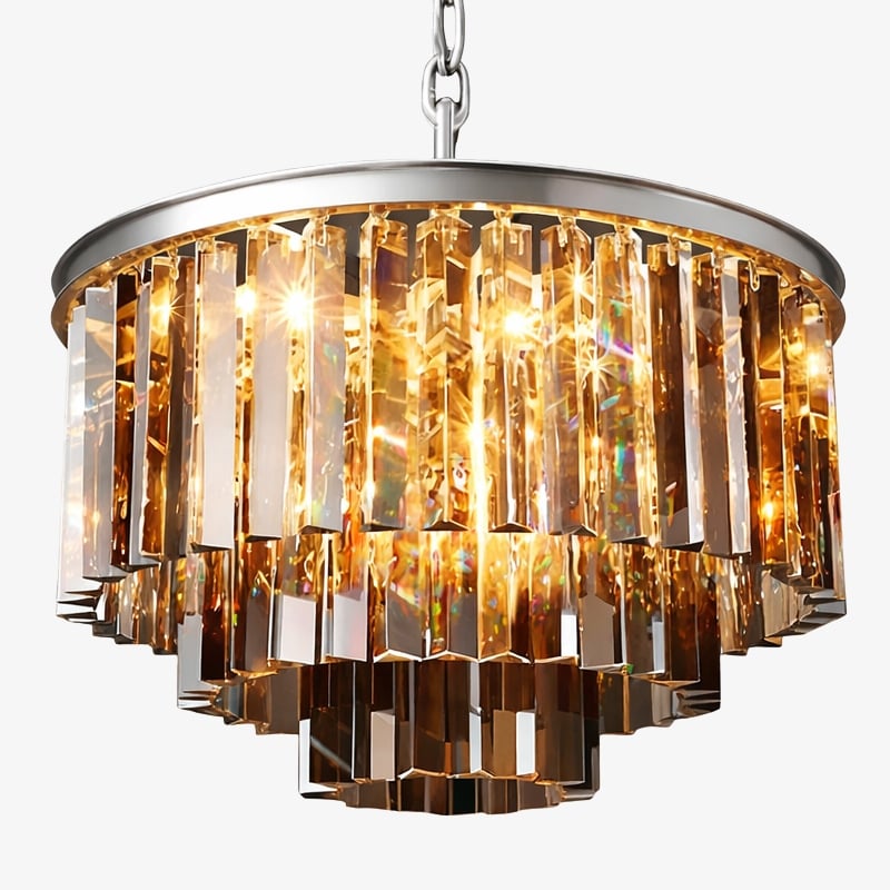 Aurevon Crystal Prism Metal Frame Modern Ceiling Chandelier for Home and Hotel